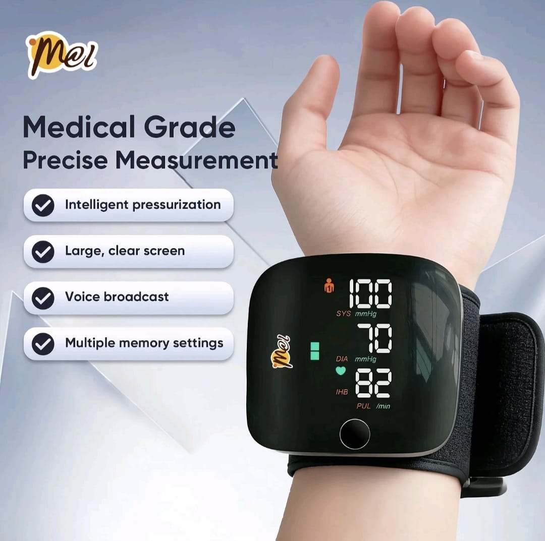 Tensimeter digital pergelangan tangan dengan layar LED besar